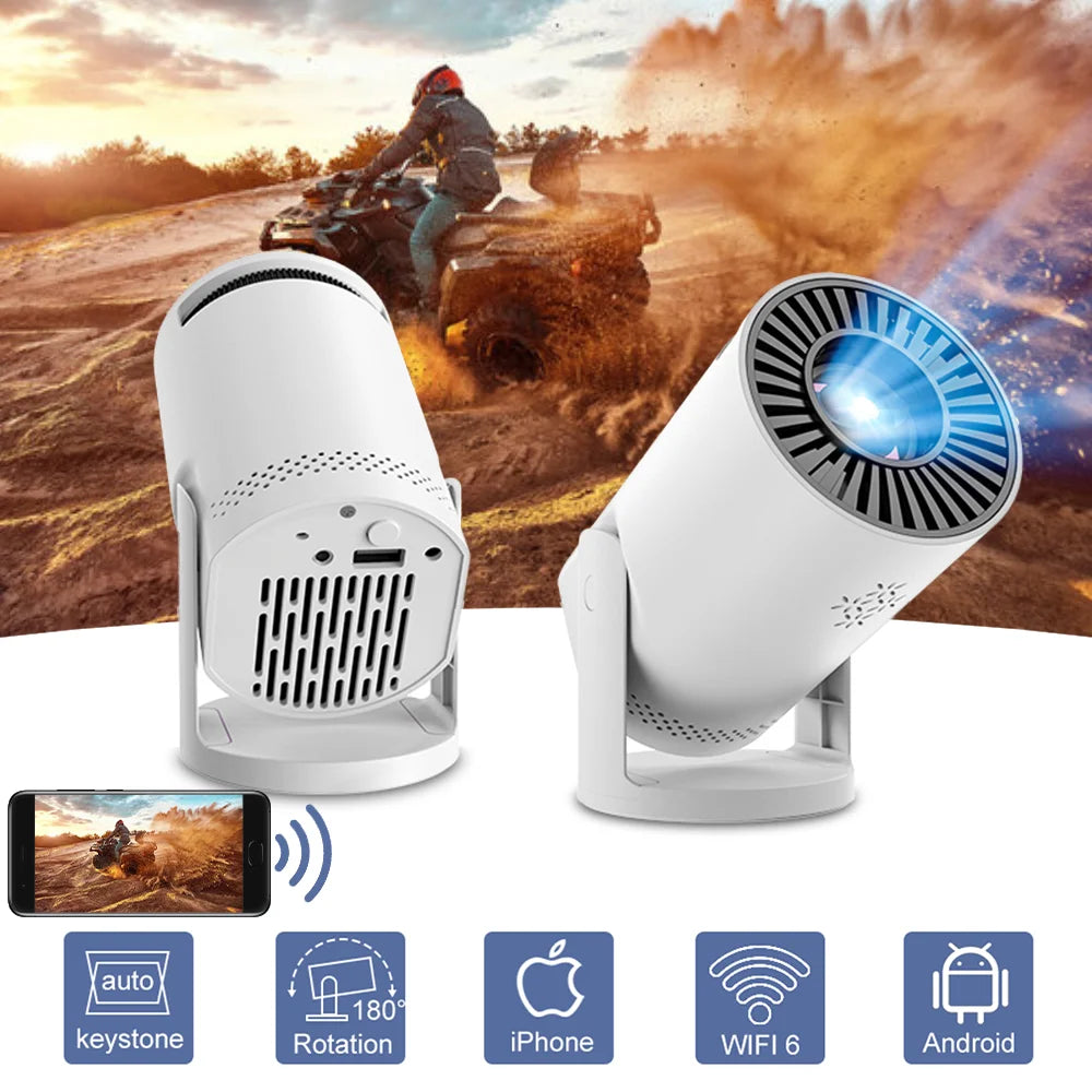 Mini Wi-Fi 6 Projector — Screen Mirroring, 17–120" Picture