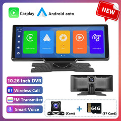 10.26" Wireless CarPlay & Android Auto Dash Display — New 10.26Inch DVR