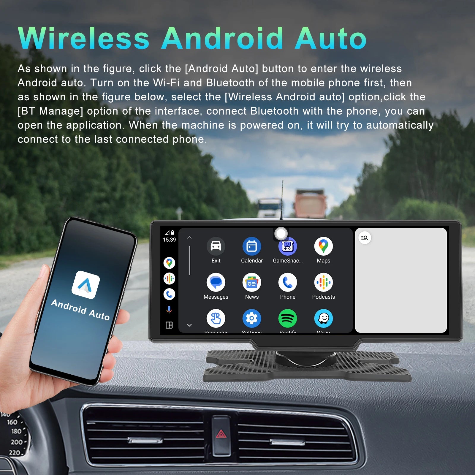 10.26" Wireless CarPlay & Android Auto Dash Display — product image 4