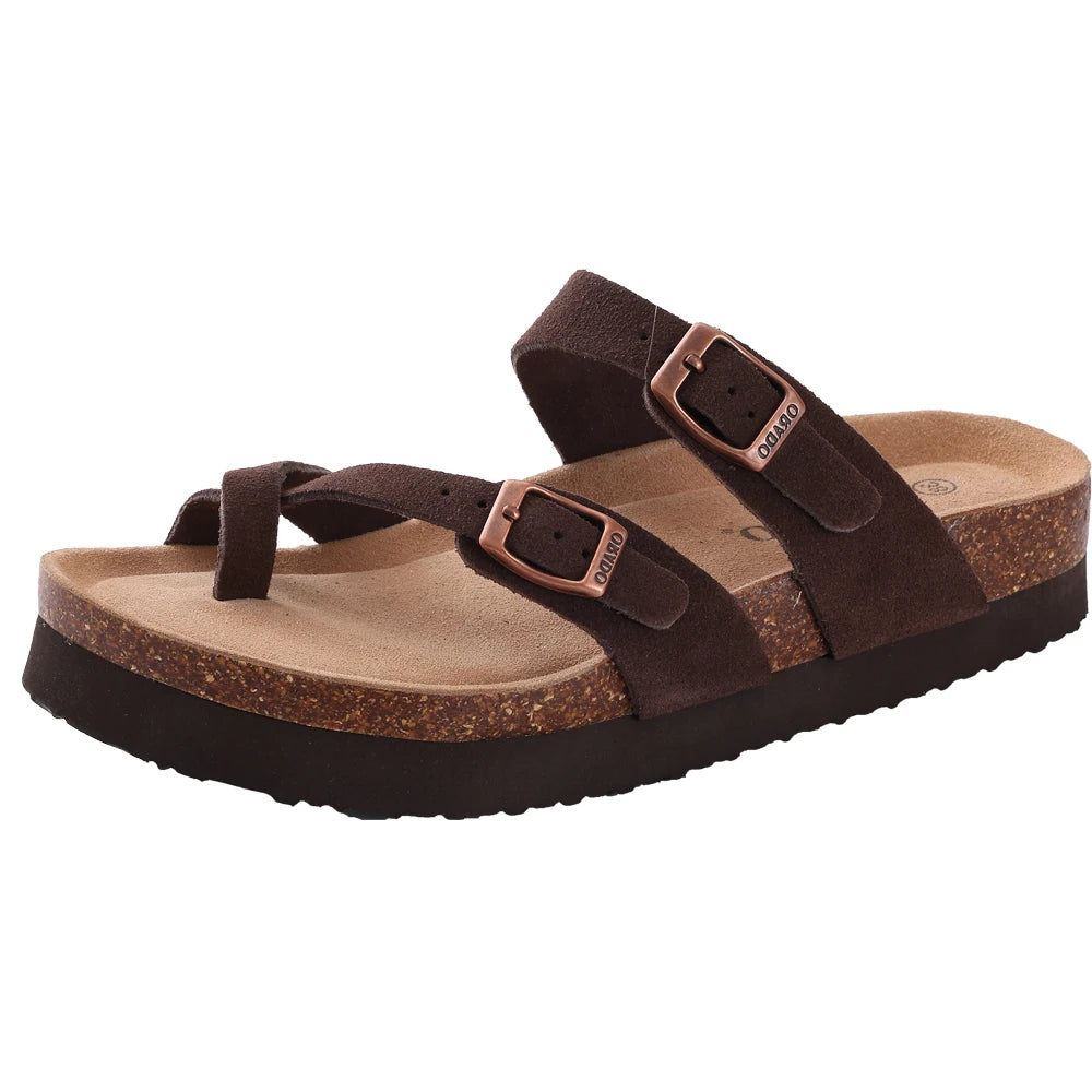 Suede Arch-Support Mules — Cork Footbed Slip-On Clogs