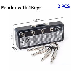 Amp-Style Wall Key Holder — 4 Hooks + Plug Keychains — 2Pcs F key storage