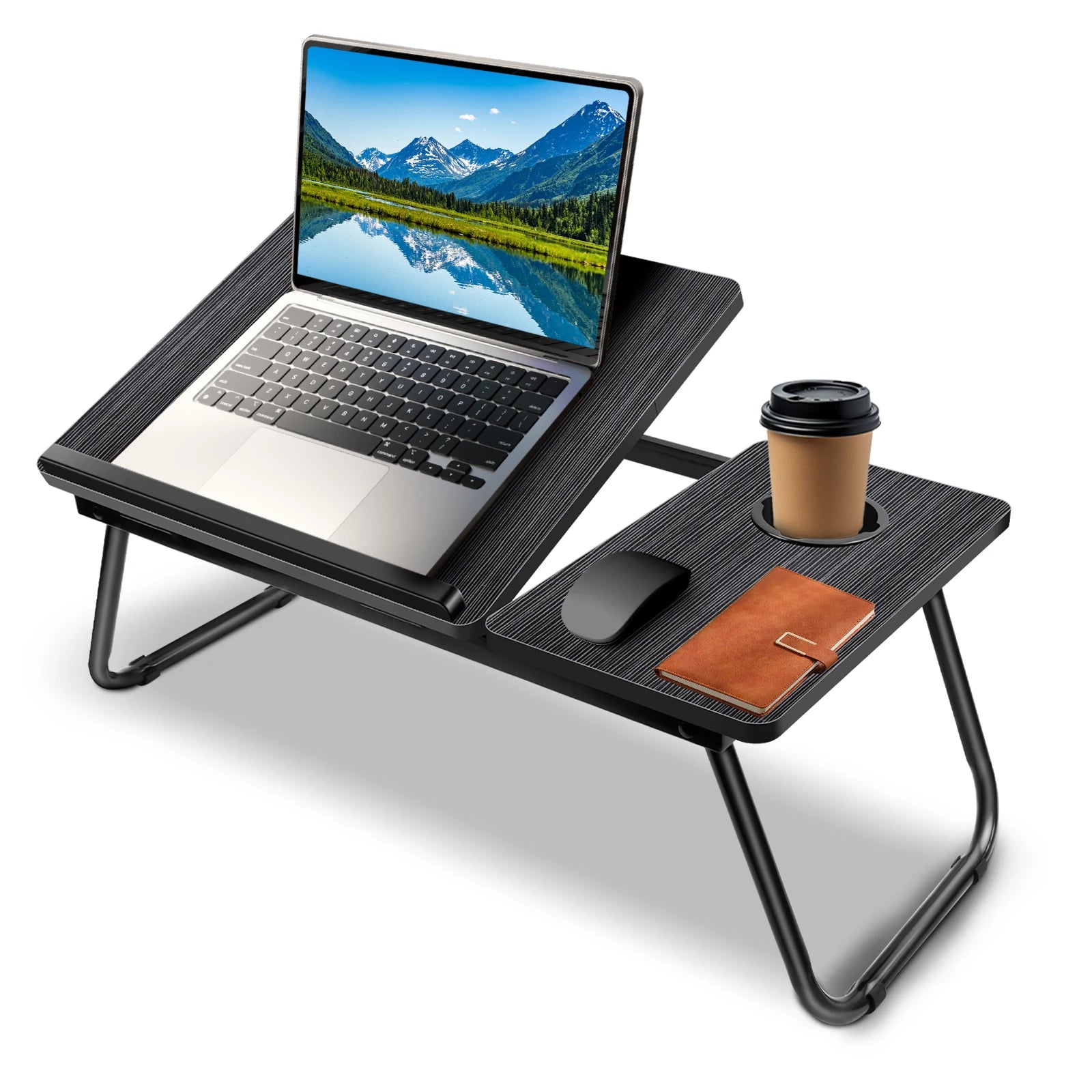 Folding Laptop Bed Tray — Lap Desk with Cup Slot