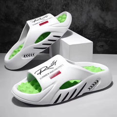 Massage Sole Slides — Textured EVA Comfort Sandals — WHITE