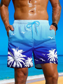 Quick-Dry Graphic Board Shorts — Mesh-Lined Swim Trunks