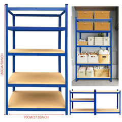 5-Tier Galvanised Steel Shelving — 875 kg Boltless Rack — 150-Blue