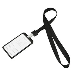 Aluminium ID Card Holder — Slim Badge Case with Lanyard — black
