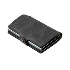 Pop-Up RFID Wallet — Slim Aluminium & Leather Card Holder — Gray