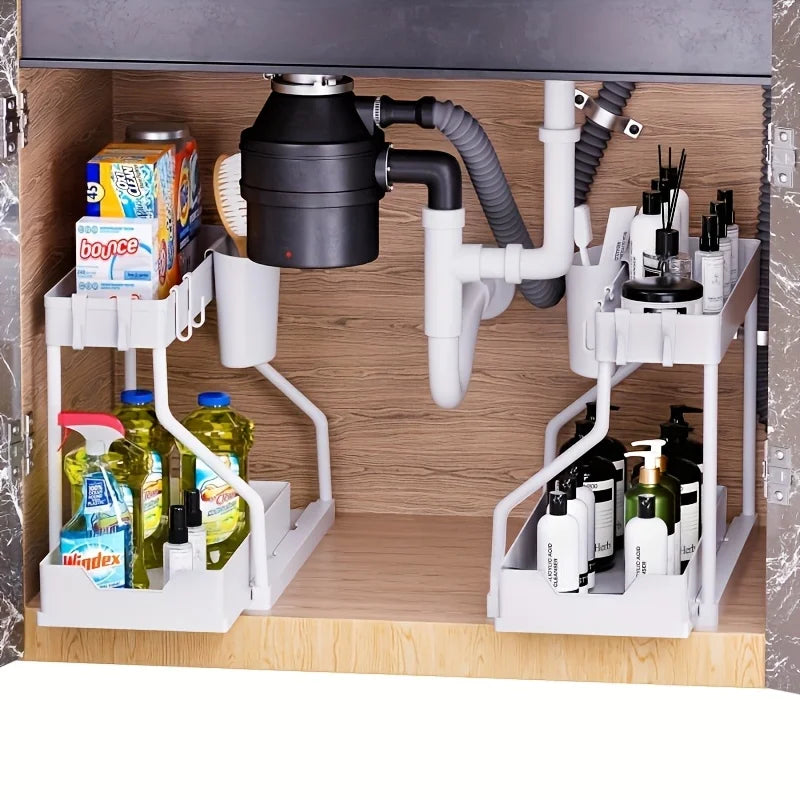 Under-Sink Pull-Out Rack — 2-Tier Steel & PP Organiser — product image 3