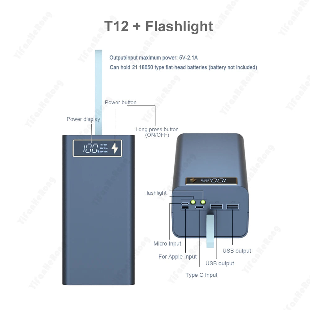 21×18650 DIY Power Bank Case — PD & Qi Wireless Shell — product image 2