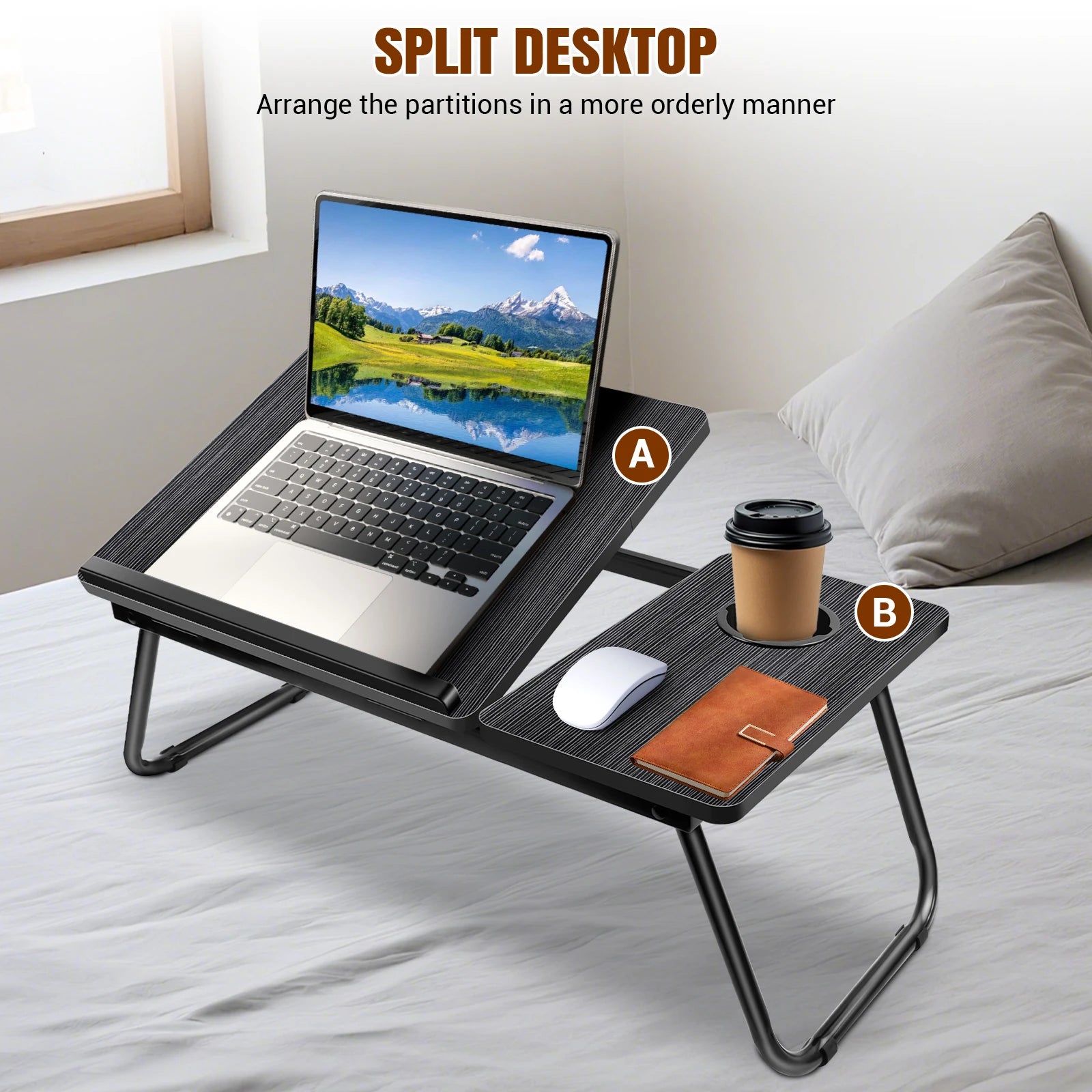 Folding Laptop Bed Tray — Lap Desk with Cup Slot — product image 2