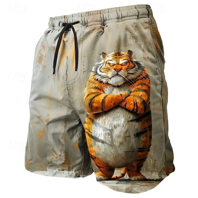 Quick-Dry Graphic Board Shorts — Mesh-Lined Swim Trunks