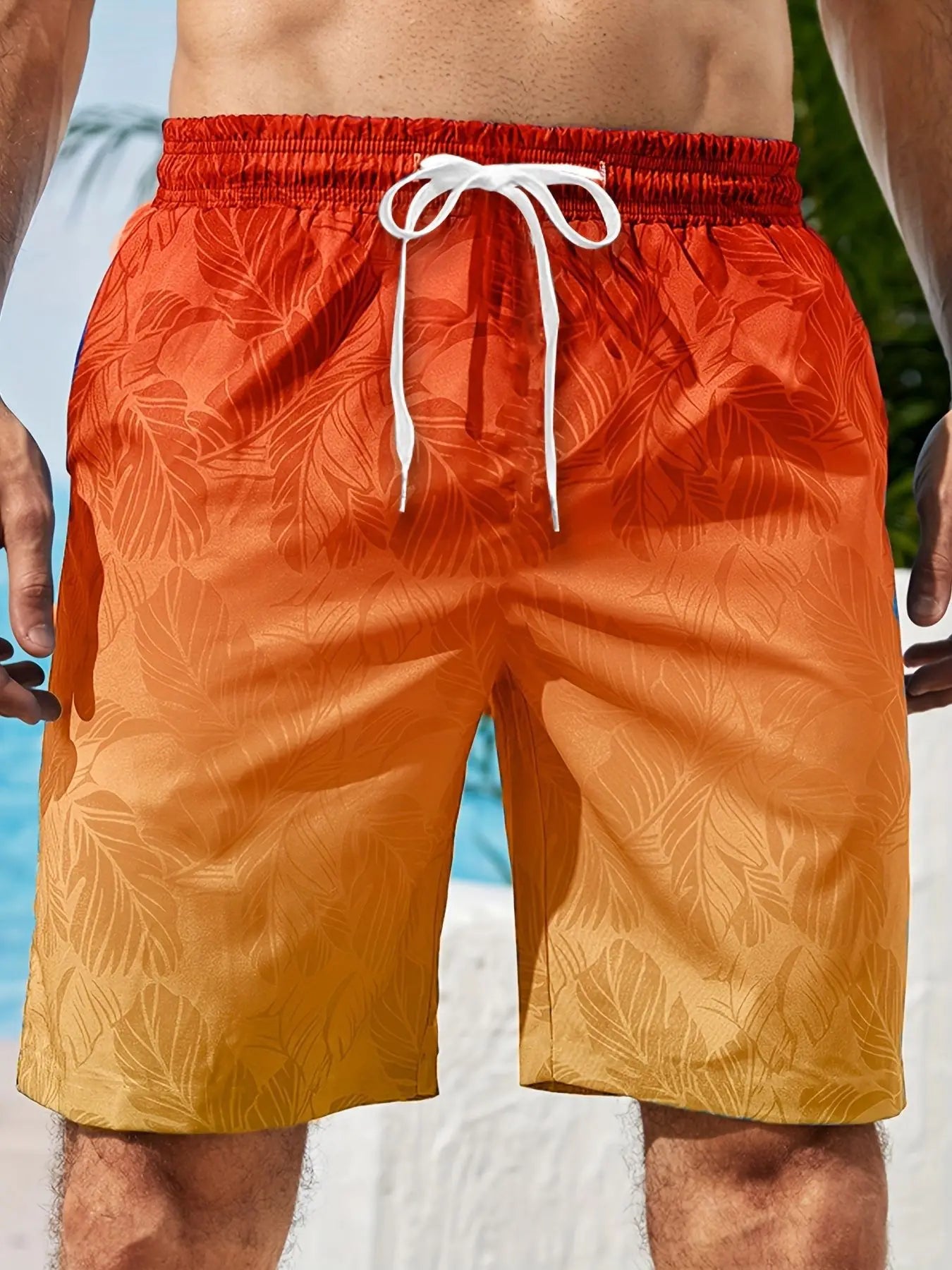 Quick-Dry Graphic Board Shorts — Mesh-Lined Swim Trunks