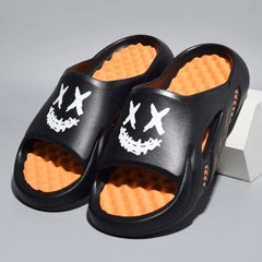 Acupressure Massage Slides — Soft-Sole Beach Sandals — black