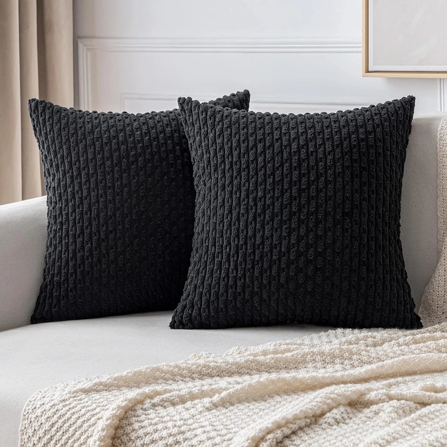 Striped Corduroy Cushion Covers — Hidden Zip, 3 Sizes