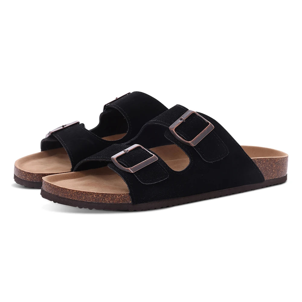 Suede Arch-Support Mules — Cork Footbed Slip-On Clogs