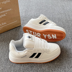 Chunky-Sole Board Shoes — Unisex Mesh-Lined Sneakers — White raw rubber counter upgraded version with letters
