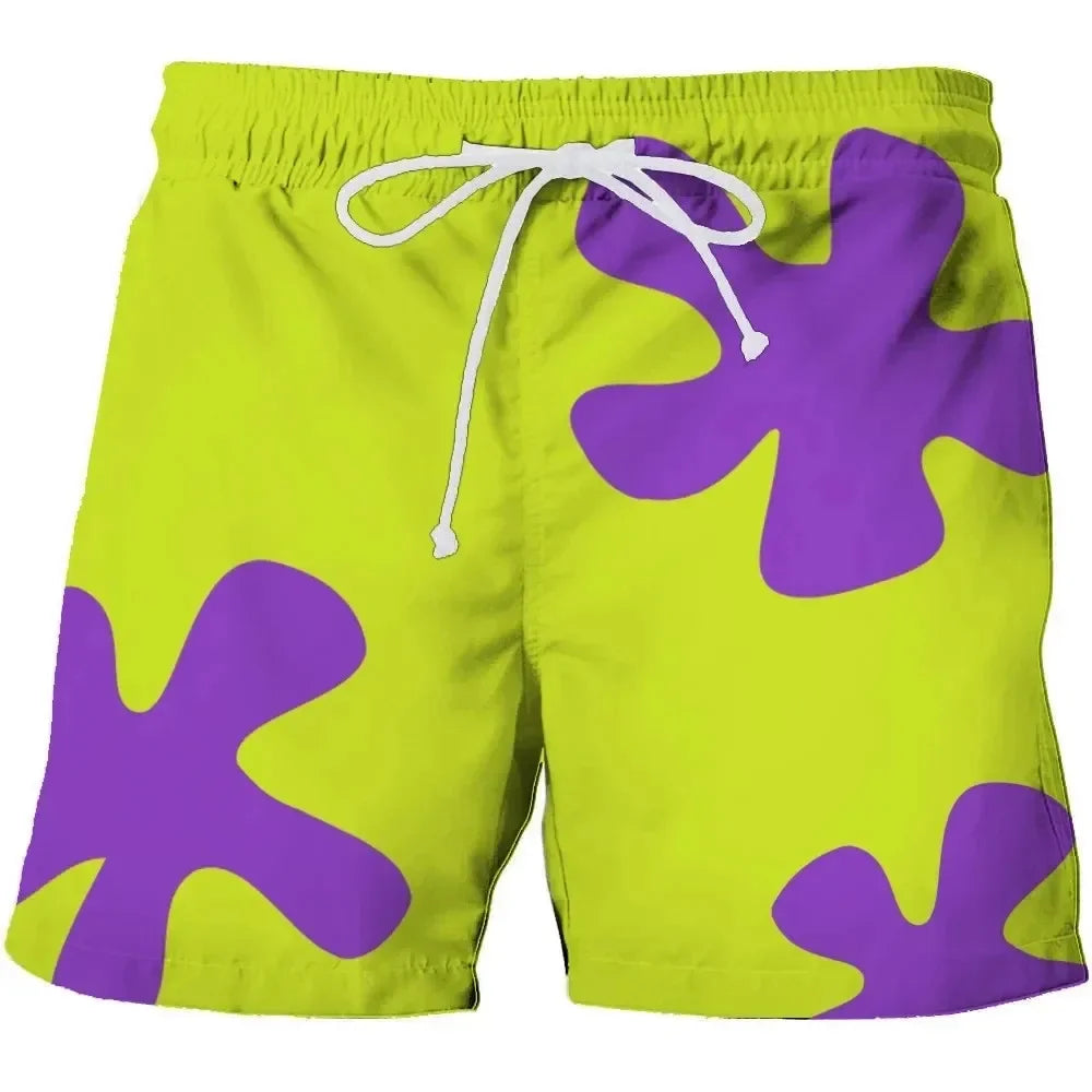 Quick-Dry Graphic Board Shorts — Mesh-Lined Swim Trunks