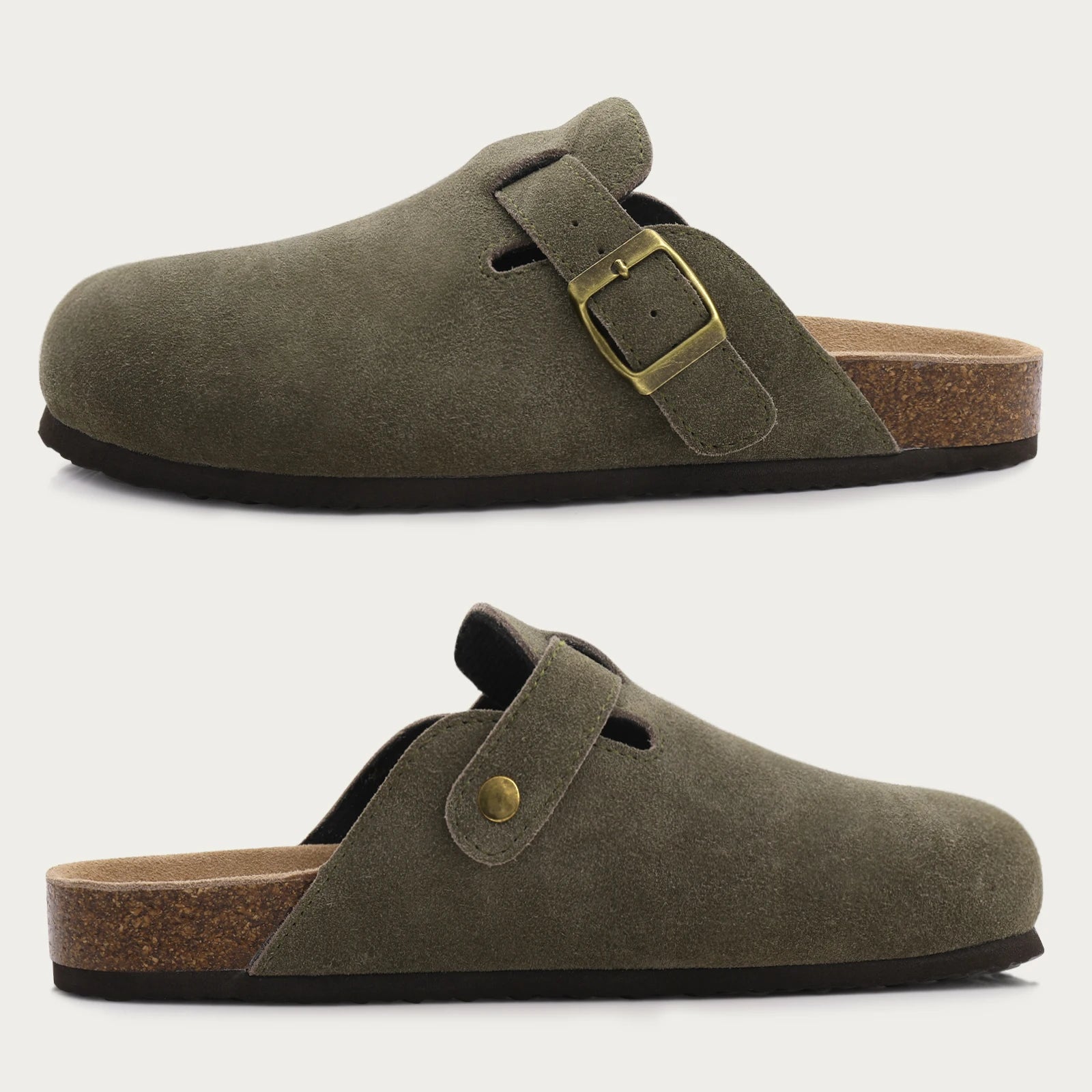 Suede Arch-Support Mules — Cork Footbed Slip-On Clogs — product image 3