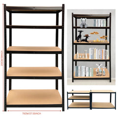 5-Tier Galvanised Steel Shelving — 875 kg Boltless Rack — 150-Black