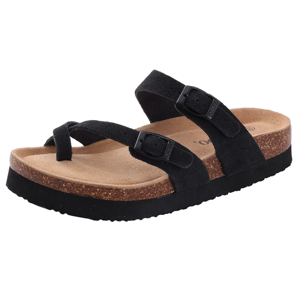 Suede Arch-Support Mules — Cork Footbed Slip-On Clogs