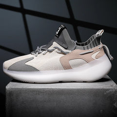 Air-Mesh Running Shoes — Lightweight Knit Trainers — Beige
