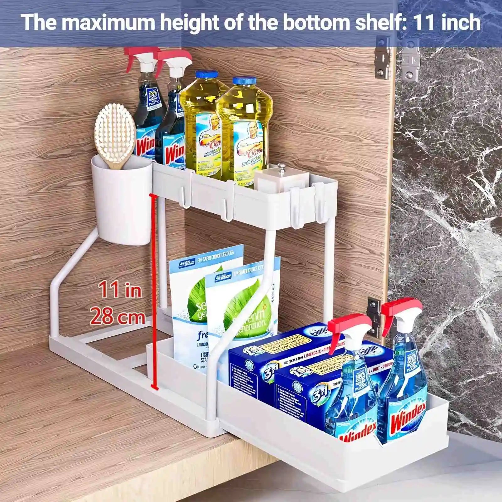 Under-Sink Pull-Out Rack — 2-Tier Steel & PP Organiser — product image 8