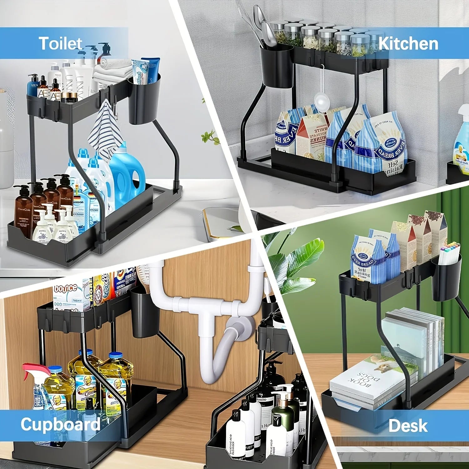 Under-Sink Pull-Out Rack — 2-Tier Steel & PP Organiser — product image 5
