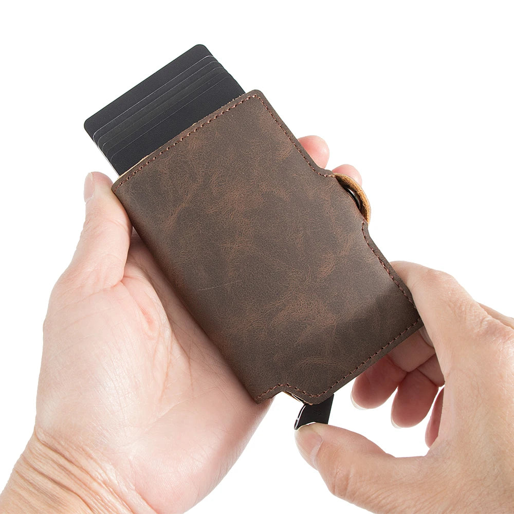 Pop-Up RFID Wallet — Slim Aluminium & Leather Card Holder — product image 2