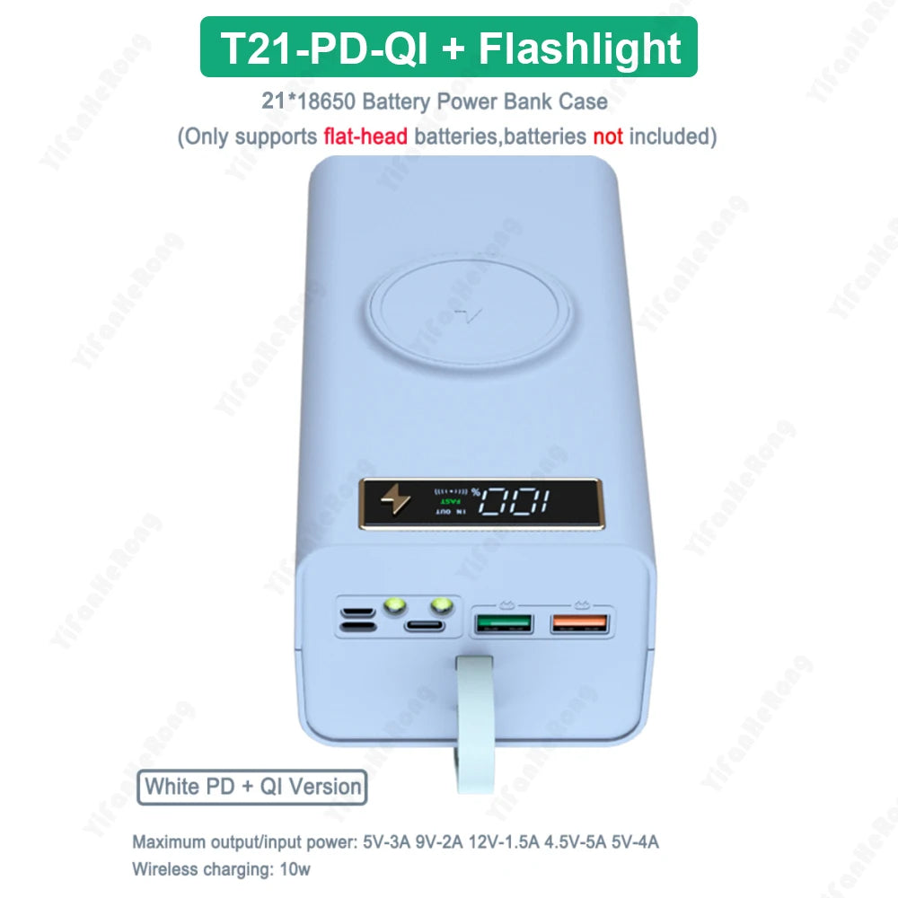 21×18650 DIY Power Bank Case — PD & Qi Wireless Shell — product image 12