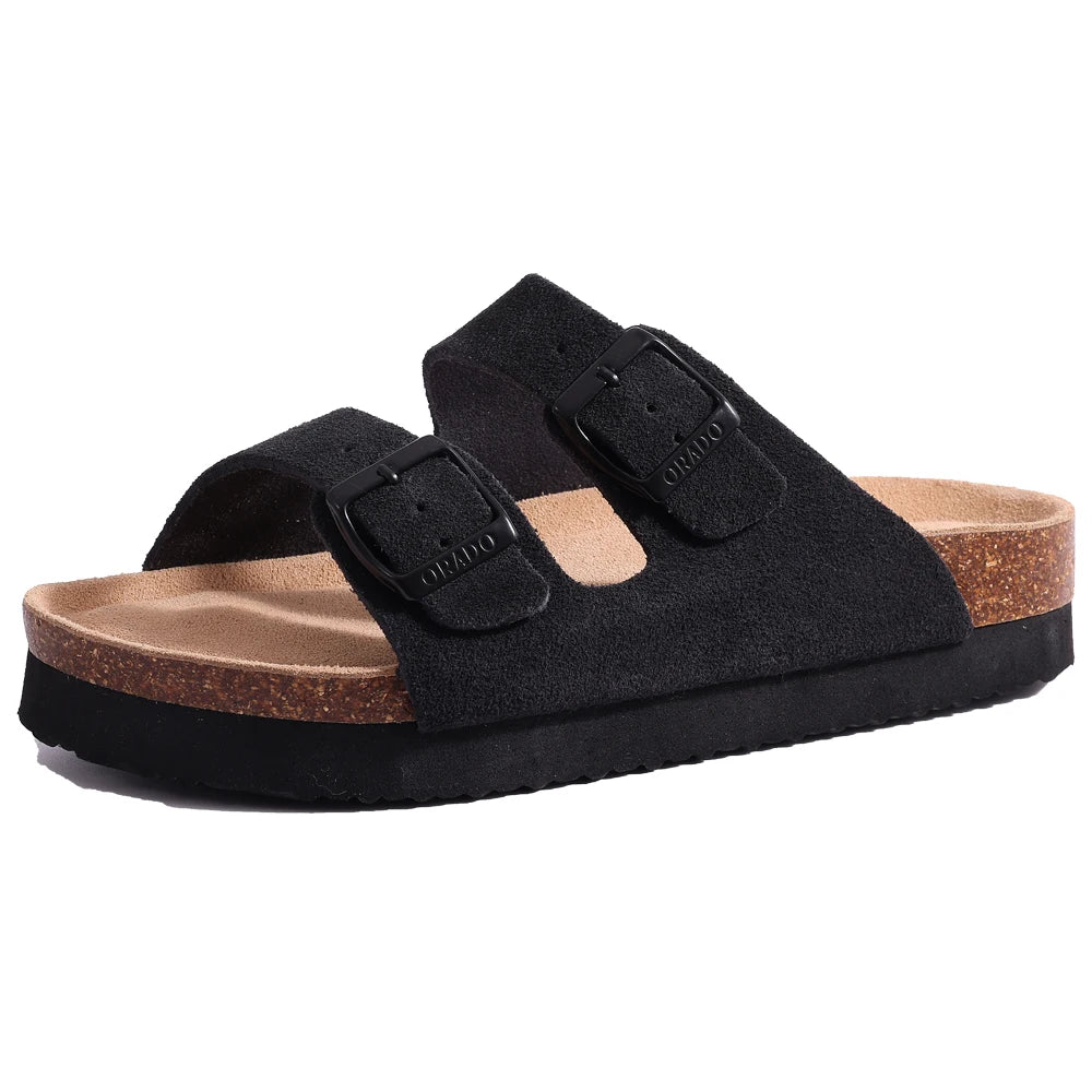 Suede Arch-Support Mules — Cork Footbed Slip-On Clogs