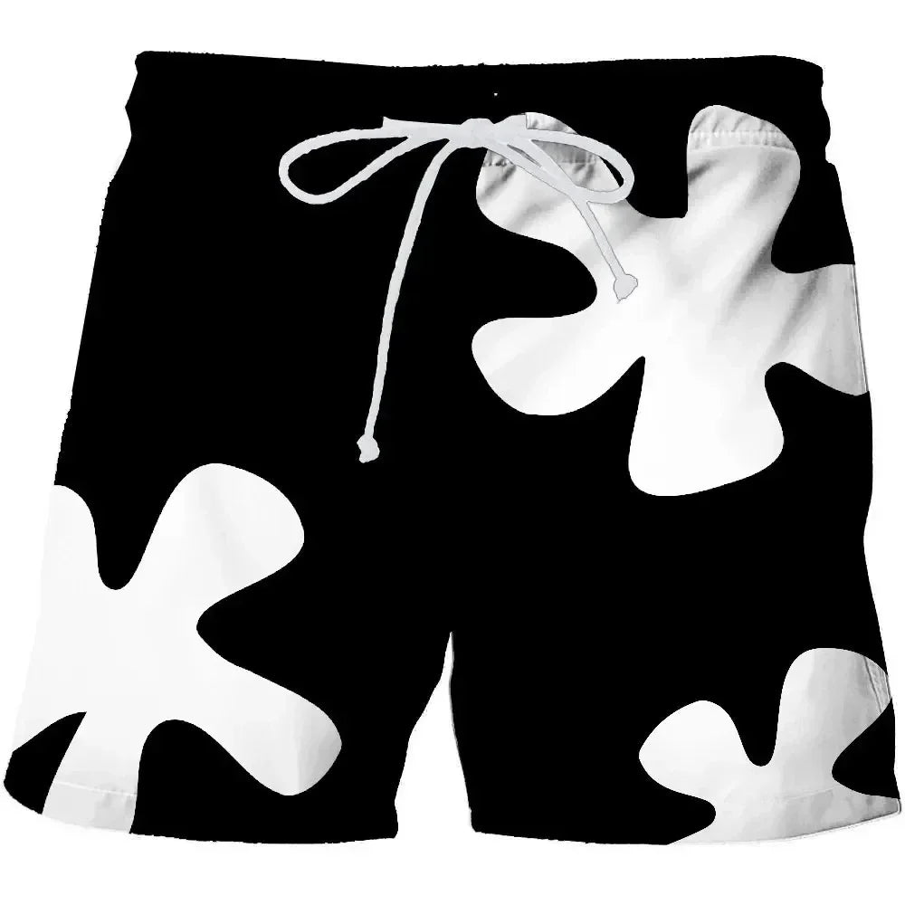 Quick-Dry Graphic Board Shorts — Mesh-Lined Swim Trunks