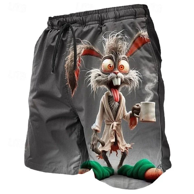 Quick-Dry Graphic Board Shorts — Mesh-Lined Swim Trunks
