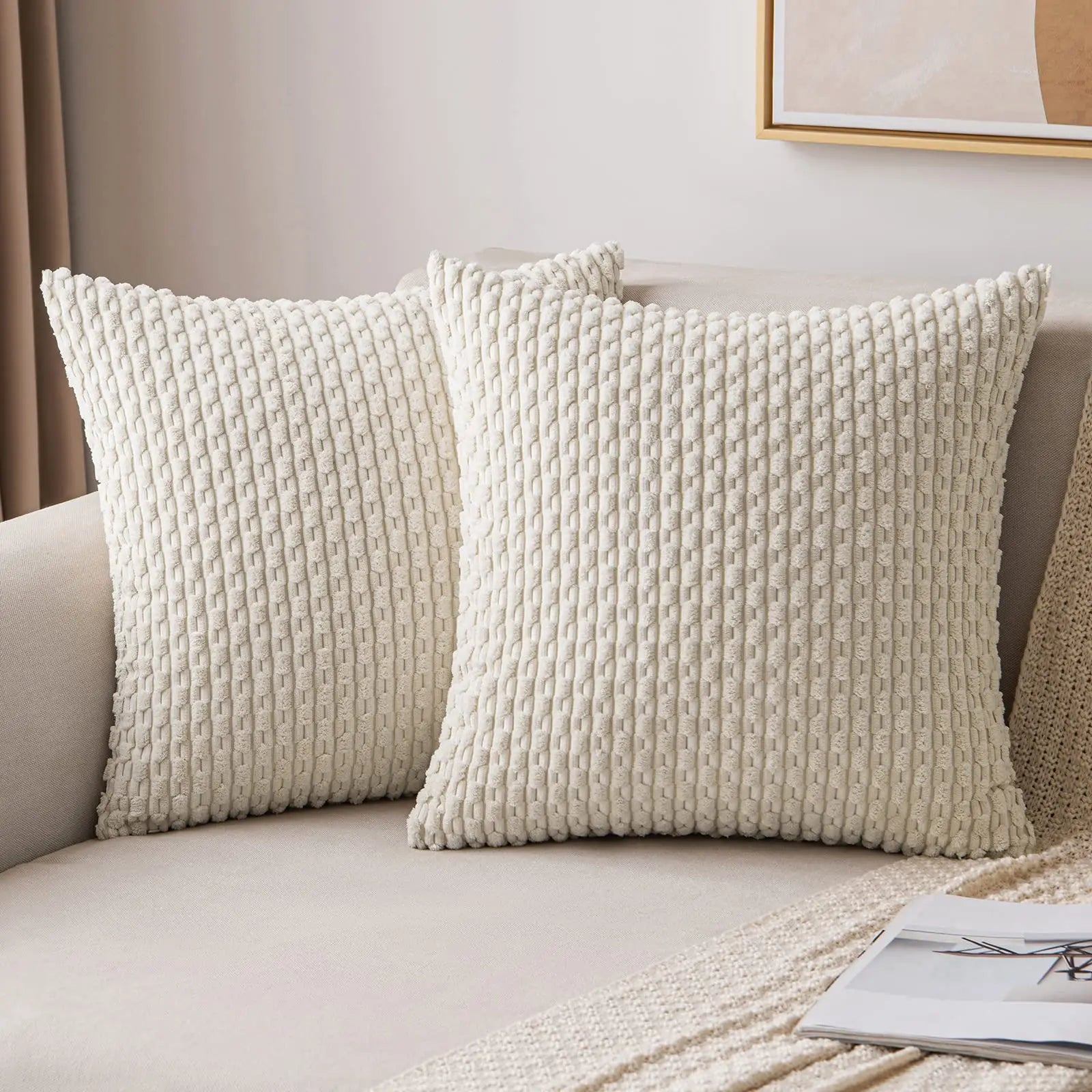 Striped Corduroy Cushion Covers — Hidden Zip, 3 Sizes