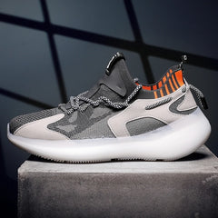 Air-Mesh Running Shoes — Lightweight Knit Trainers — Black gray