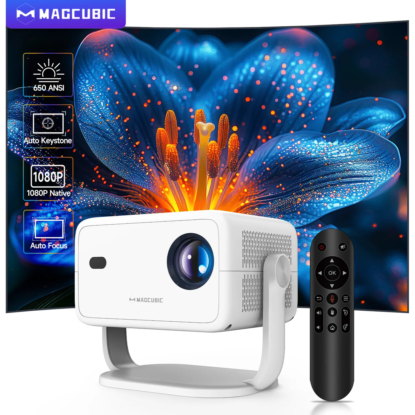 L018 360° Smart Projector — Native 1080p, 650 ANSI, Auto Focus