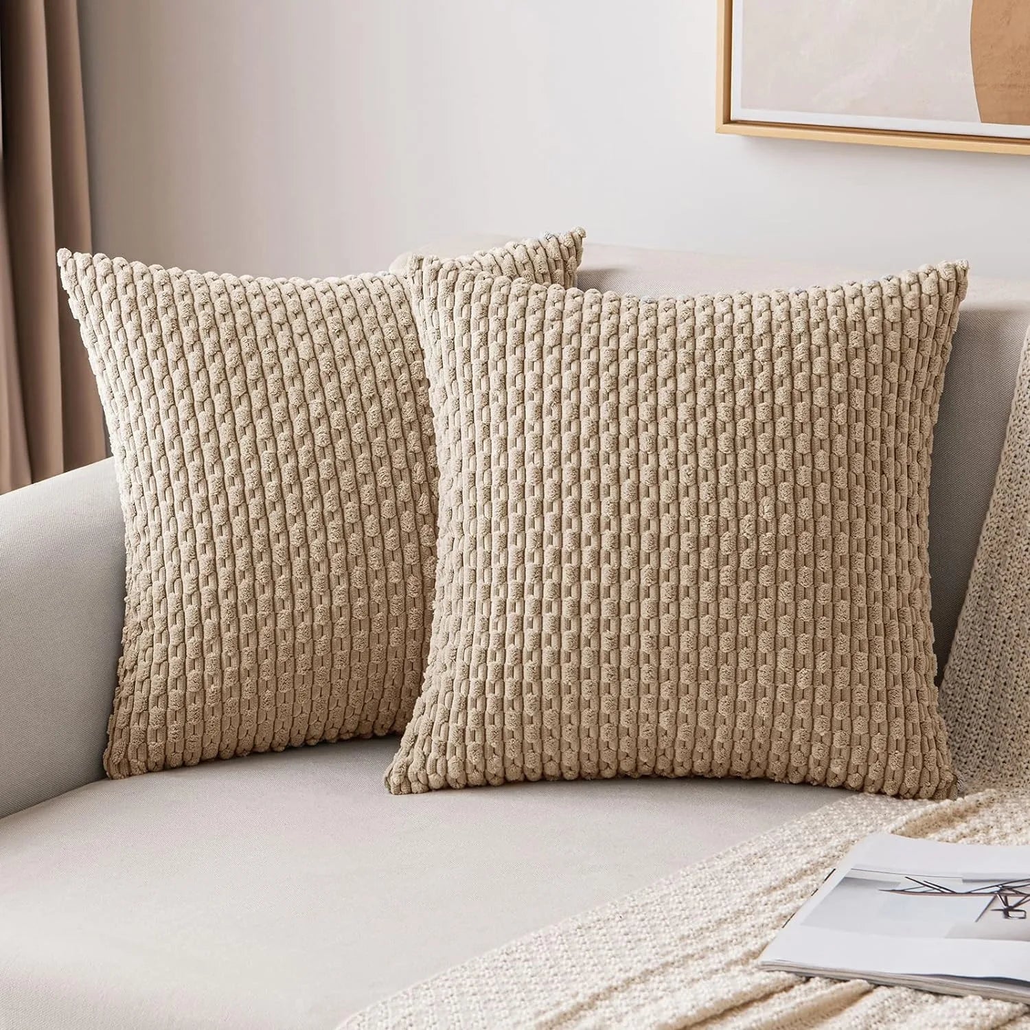 Striped Corduroy Cushion Covers — Hidden Zip, 3 Sizes