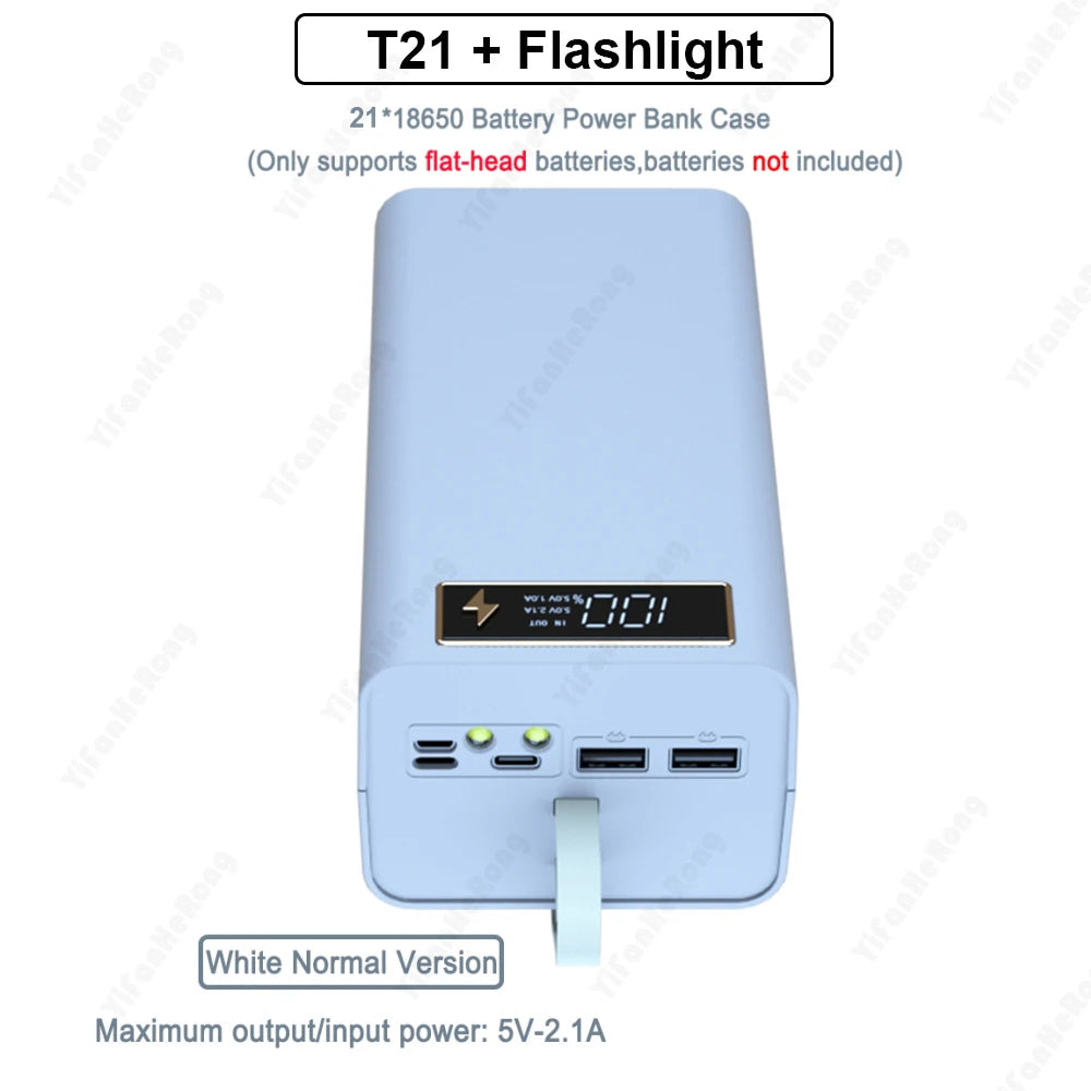 21×18650 DIY Power Bank Case — PD & Qi Wireless Shell
