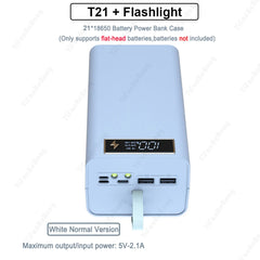 21×18650 DIY Power Bank Case — PD & Qi Wireless Shell — Normal White