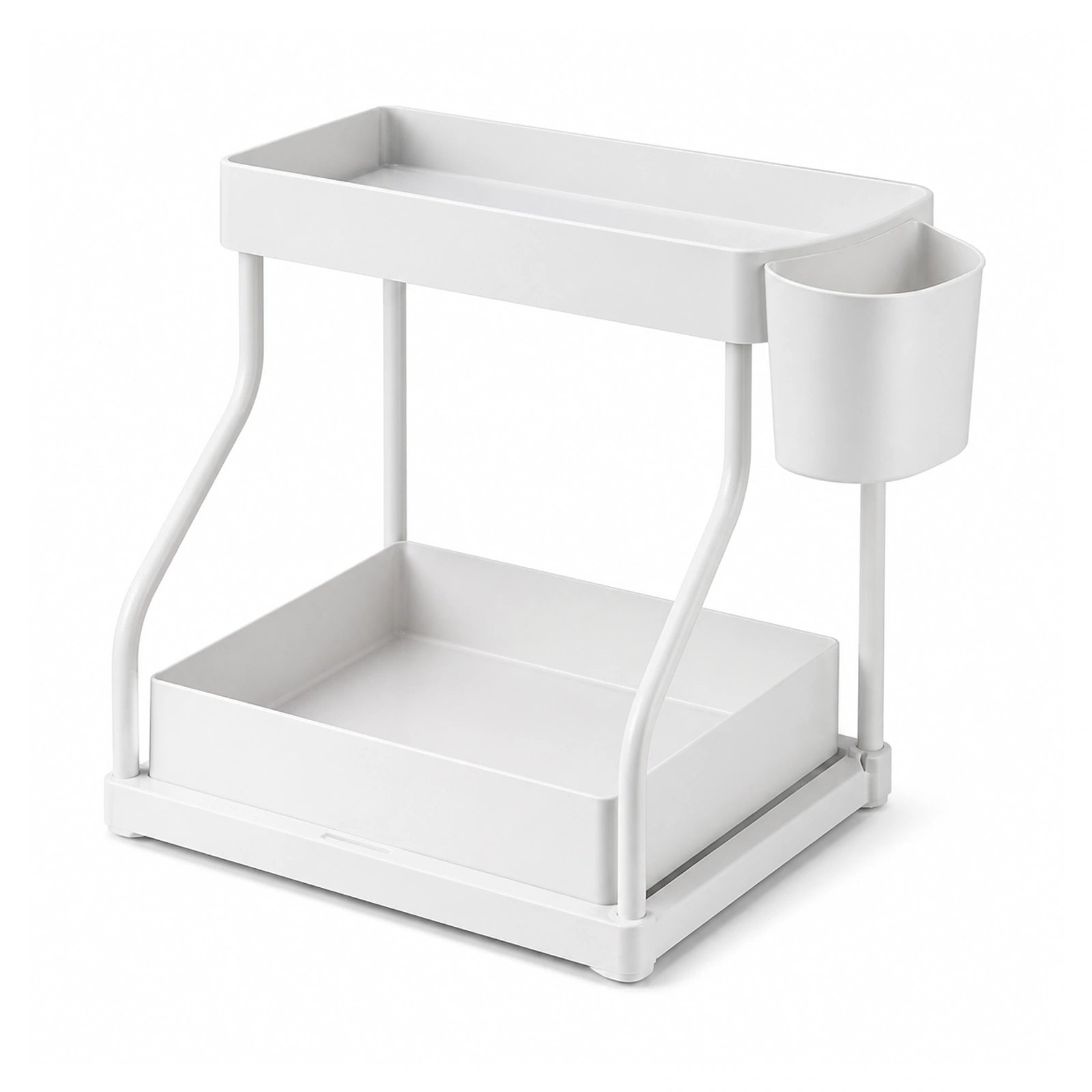 2-Tier Under-Sink Organiser — Pull-Out Storage Baskets on a pure white background