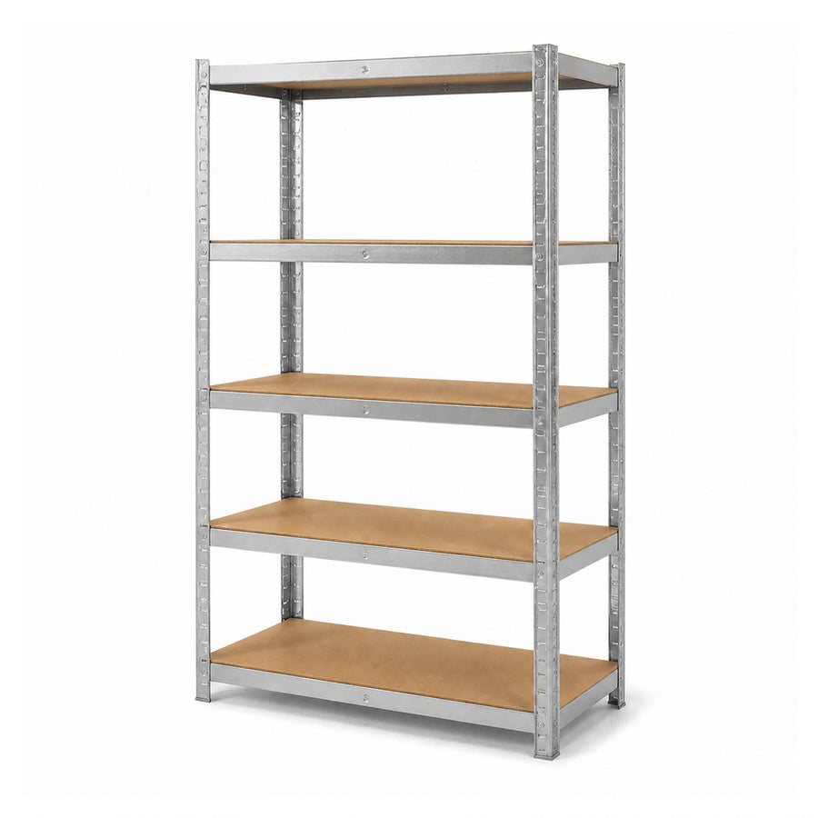 5-Tier Galvanised Steel Shelving — 875 kg Boltless Rack on a pure white background