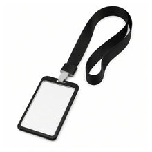 Aluminium ID Card Holder — Slim Badge Case with Lanyard on a pure white background