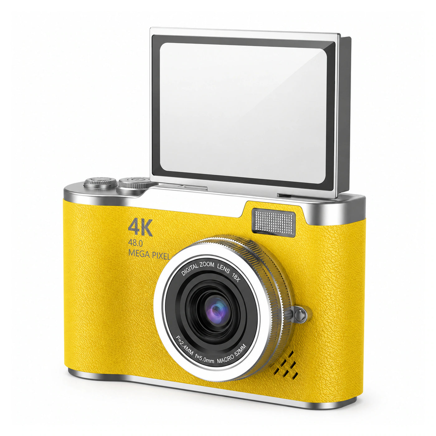 Compact Digital Camera — 1080p, 8× Zoom, 180° Flip Screen on a pure white background
