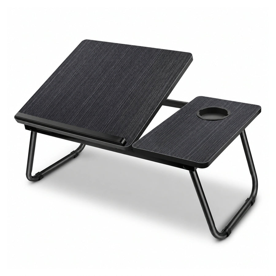 Folding Laptop Bed Tray — Lap Desk with Cup Slot on a pure white background