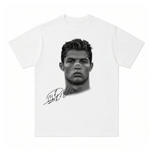 Football Superstar Graphic Cotton Tee — Unisex Short Sleeve on a pure white background
