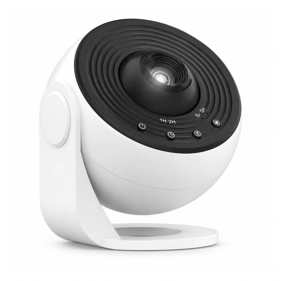 Galaxy Star Projector — 360° Rotating Planetarium Lamp on a pure white background