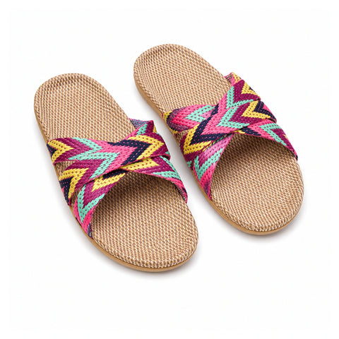 Linen House Slippers — Lightweight Breathable Home Shoes on a pure white background