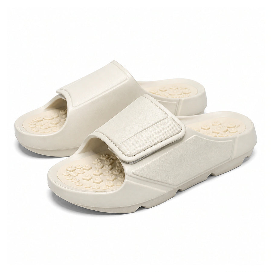 Massage Slides for Men — Soft-Sole Beach Flip-Flops on a pure white background