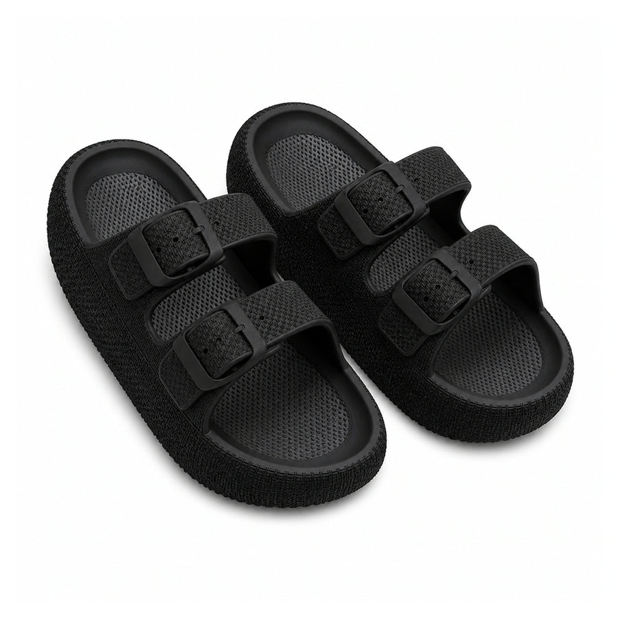 Non-Slip Shower Slides — Thick-Sole EVA Bathroom Sandals on a pure white background