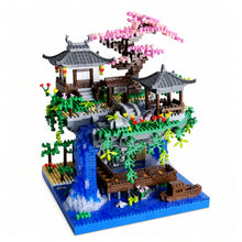 Peach Blossom Pond Micro Brick Set — LED Display Model on a pure white background