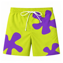 Quick-Dry Graphic Board Shorts — Mesh-Lined Swim Trunks on a pure white background